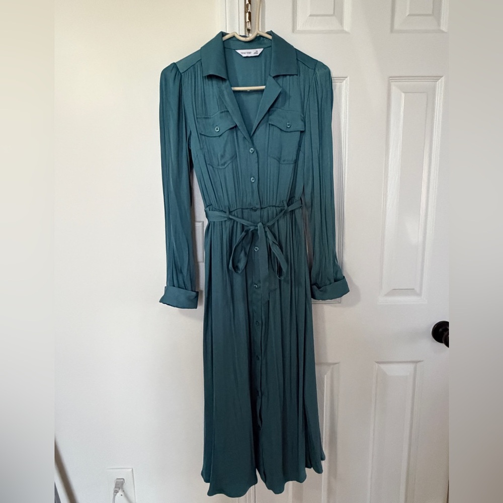 Nine West Teal Long Sleeve Dress